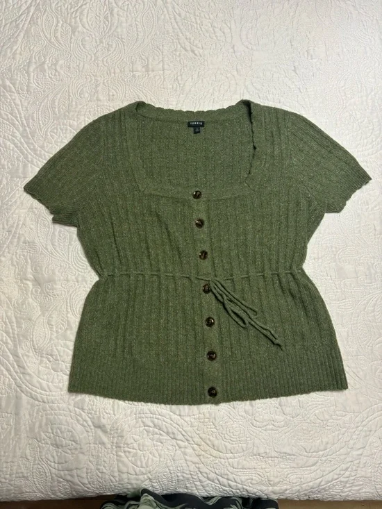 torrid Olive Ribbed Knit Top - Picture 1 of 4